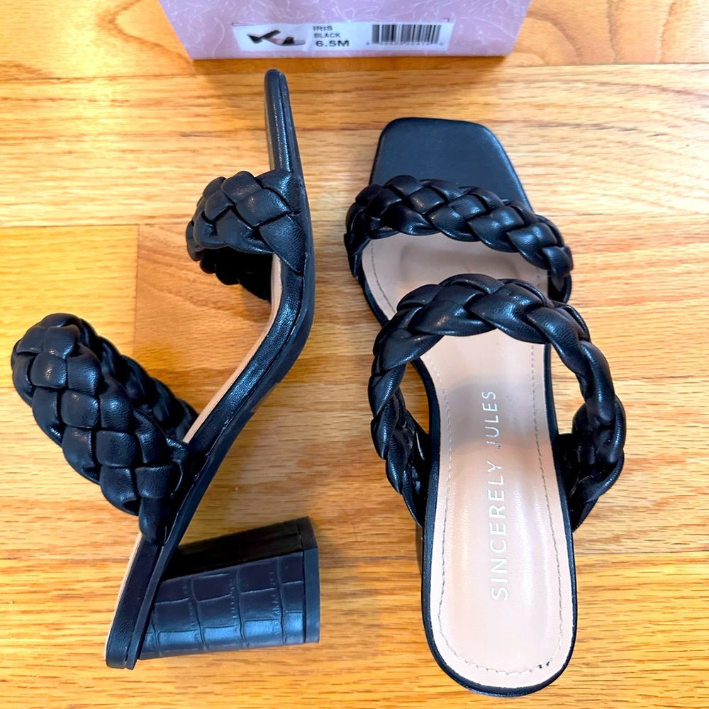 Leather braided wedges